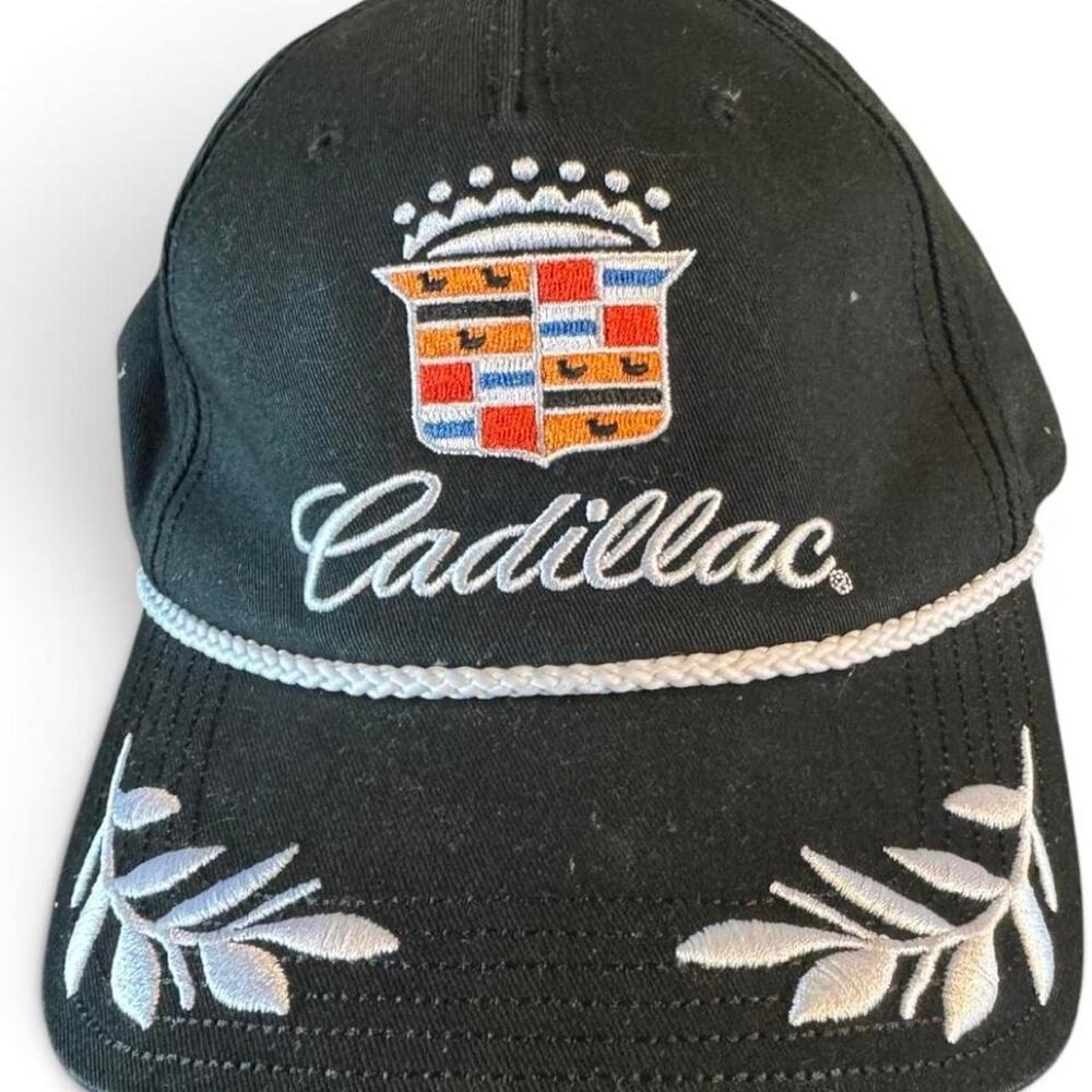 Cadillac GM Black Rope Snapback Hat Embroidered Crest Logo